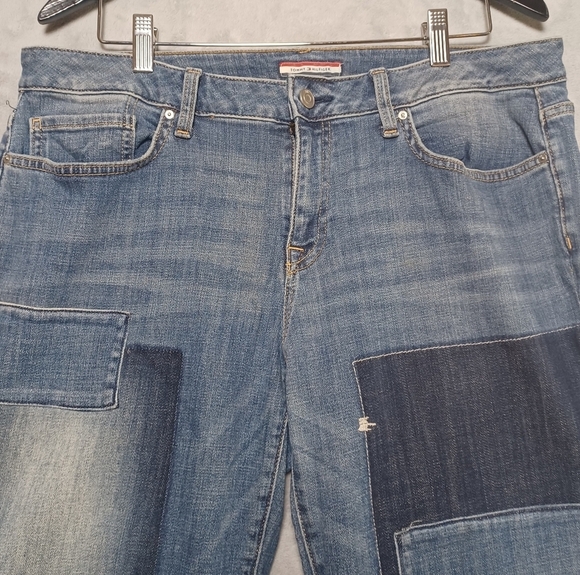 Tommy Hilfiger Women’s Boyfriend Patchwork Distressed Jeans Blue Sz 10 Relaxed - Picture 3 of 11
